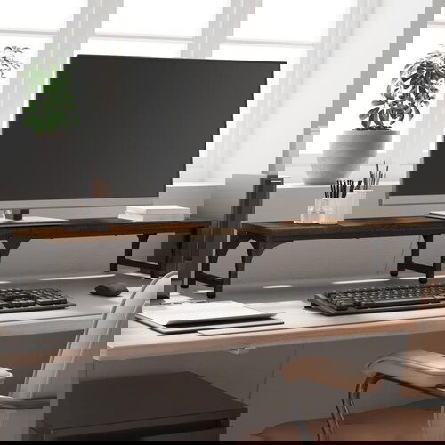 VidaXL Stalak za monitor smeđa boja hrasta 105 x 23 x 15 5 cm drveni Slike