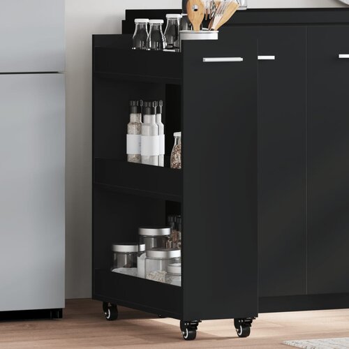  The Living Store Omarica s kolesi črna 60x22x79 cm inženirski les - Omarica, (21498689) Cene