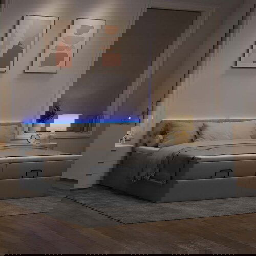 VidaXL Otomanski posteljni okvir z vzmetnicami siv 160x200 cm blago Slike