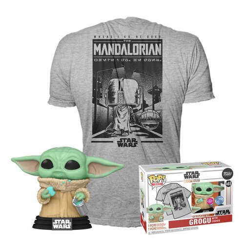Funko pop & tee: mando - grogu w/cookie Slike