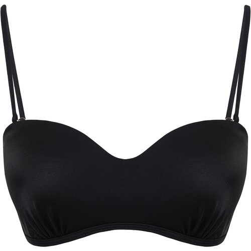 Trendyol Black Strapless Gathered Bikini Top Slike