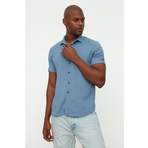 Trendyol Indigo Men's Slim Fit Shirt Collar Epaulette Shirt Slike