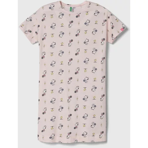 United Colors Of Benetton Dječja pidžama košulja x Peanuts boja: ružičasta, s uzorkom