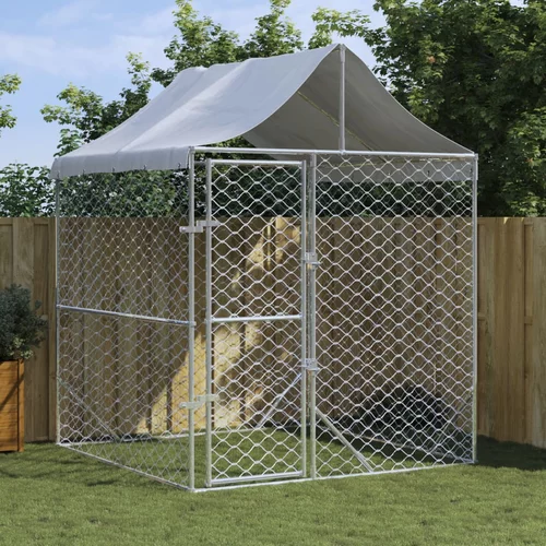  vanjski kavez za pse s krovom srebrni 2x2x2,5 m pocinčani čelik