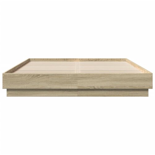  Okvir kreveta s LED svjetlima boja hrasta sonome 160 x 200 cm Slike