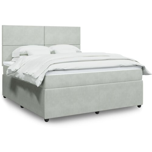 vidaXL Box spring postelja z vzmetnico svetlo siva 180x200 cm žamet Cene