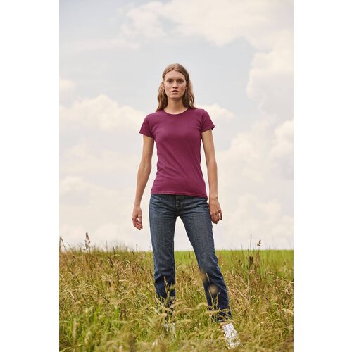 Fruit Of The Loom Iconic Burgundy Women's T-shirt in combed cotton Cene