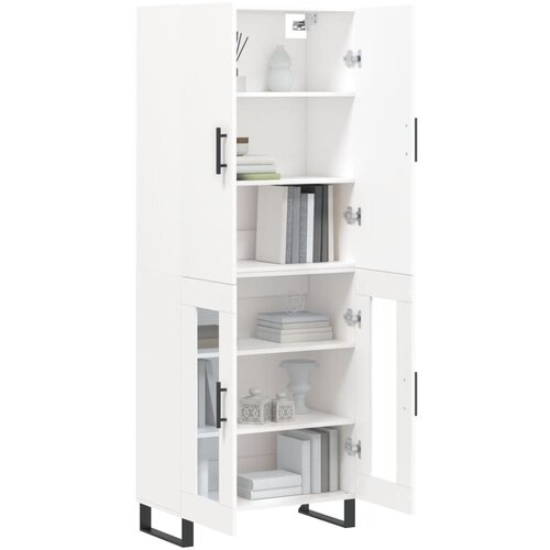  Visoka komoda bijela 69,5x34x180 cm konstruirano drvo Slike