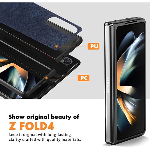  Maska za Samsung Galaxy Z Fold 4 Leather plava Slike
