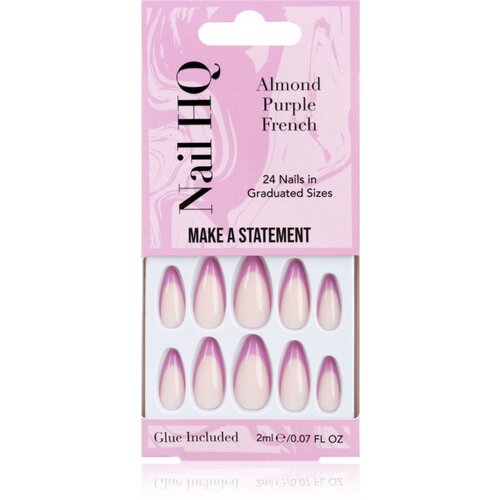 Nail HQ Almond Purple French umetni nohti z lepilom 24 kos Cene