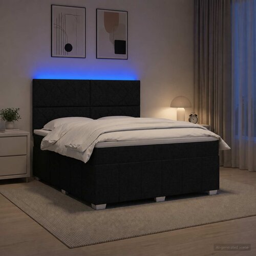  LED okvir za krevet s madracem Crna 140 x 190 cm Tkanina Cijene