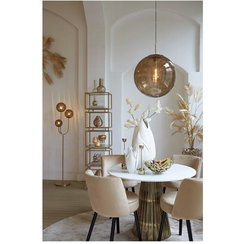 Light &amp;amp; Living Bela/bronasta okrogla jedilna miza z mizno plo&amp;scaron;čo v marmornem dekorju &amp;oslash; 100 cm Leyda &amp;ndash; Slike