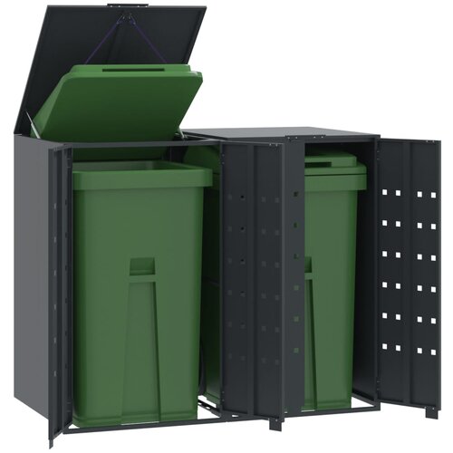 VidaXL Spremi&amp;scaron;te za 2 kante za otpad antracit 138x79x117 cm čelično Slike