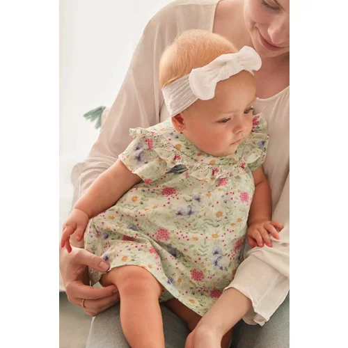 Mayoral Newborn Pamučna haljina za bebe boja: tirkizna, mini, širi se prema dolje