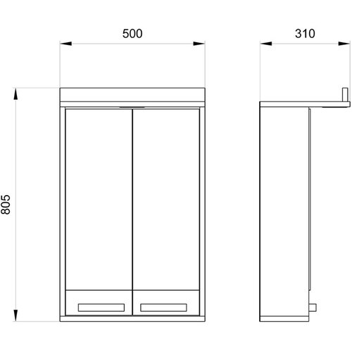 Kerametal concept KN-50 bež-belo ormarić sa ogledalom Slike