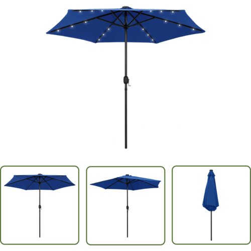  The Living Store Senčnik z LED lučkami in aluminijastim drogom 270cm sinje moder - Senčnik, (21742757) Slike
