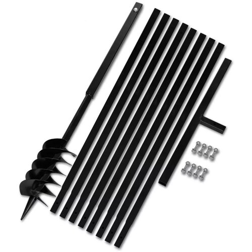 VidaXL Jeklen spiralni vrtalni sveder za zemljo z ročajem 120 mm z 9 m pod. Slike
