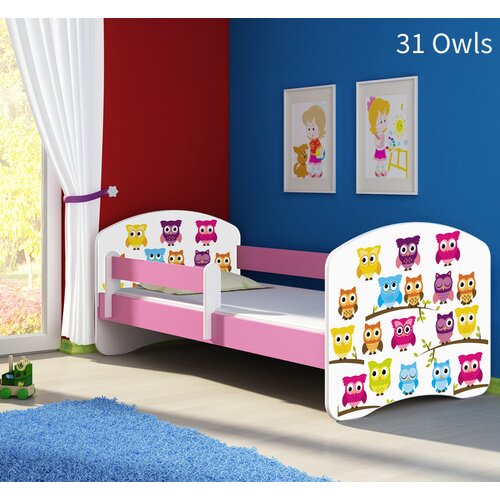  Otroška postelja ACMA z motivom, stranska roza 160x80 cm 31 Owls Cene