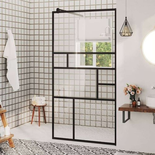 Pregrada za tu&amp;scaron;iranje s prozirnim staklom ESG 80 x 195 cm crna Slike