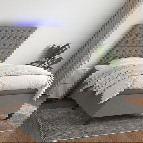 The Living Store Box spring postelja z vzmetnico LED temno siva 100x200 cm blago - Box Spring Postelja, (21515227) Slike