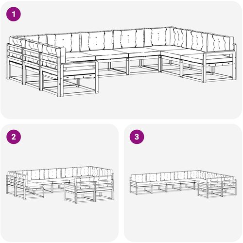  Set vanjskih sofa s jastukom 9 pcs Bijela i krem Slike