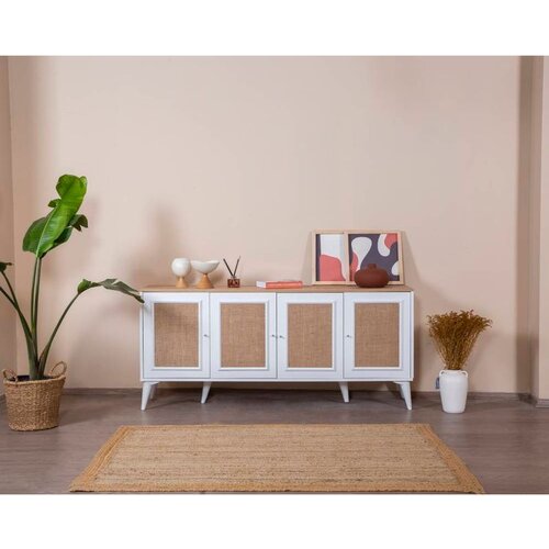 Hanah home Mount - White, Oak WhiteOak Console Cene