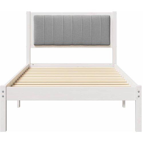  Krevetni okvir s tapiciranim uzglavljem Svijetlo siva Bijela 90 x 200 cm Slike
