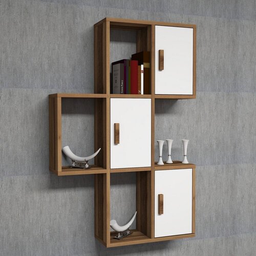 Woody Fashion Flora - Walnut, White WalnutWhite Wall Shelf Cene