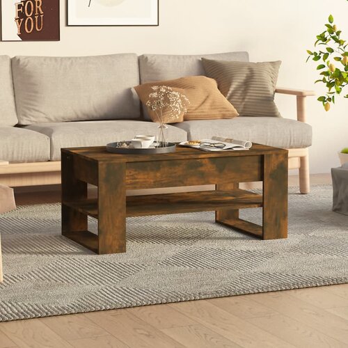 vidaXL Klubska mizica dimljeni hrast 102x55x45 cm konstruiran les Cene
