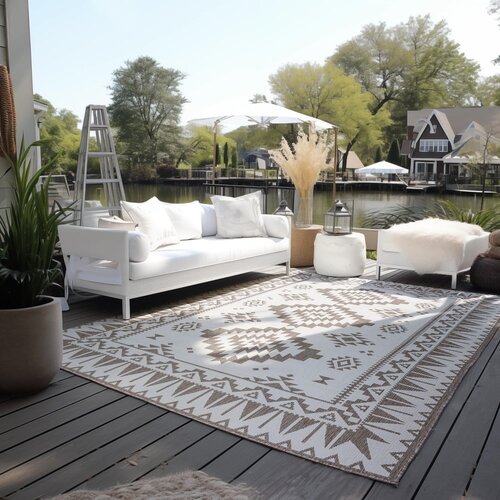 Elle Decoration Rjava/kremno bela zunanja preproga 160x230 cm Gemini &amp;ndash; Slike