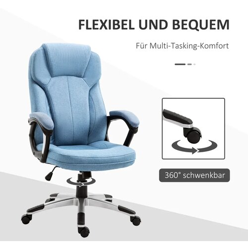  Uredska okretna stolica ergonomska podesiva svijetloplavi lan 66x75x110-120 cm Slike
