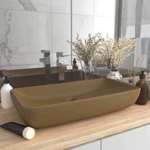 The Living Store Razkošen umivalnik pravokoten mat krem 71x38 cm keramičen - Razkošen Umivalnik, (21669654) Cene