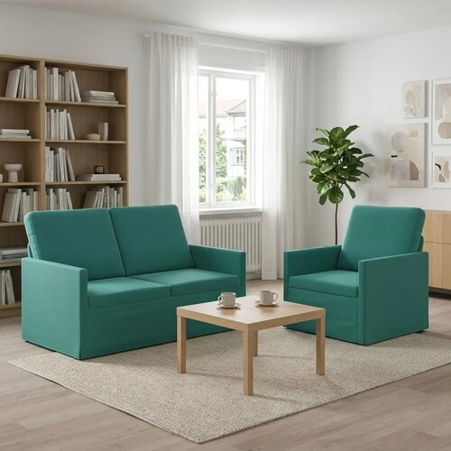  Set sofe 2 pcs Tirkizna Baršun - Tirkizna 1-Sjedalo + 2-Sjedalo (120 cm) Cene