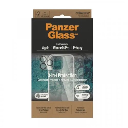 PanzerGlass IPhone 14 Pro Bundle (UWF Privacy zaštitno staklo, futrola, zaštita za kameru) Cene