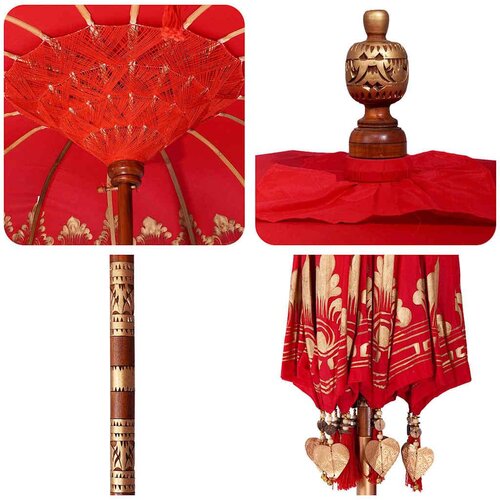  Baline&amp;scaron;ki Parasol Crvena 210-220 cm Pamuk solidno drvo Slike