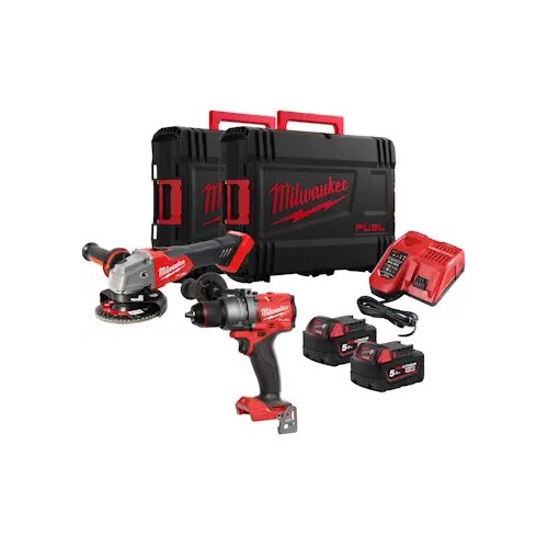 Milwaukee set aku alata 2 dela FPD3 + FSAG125X u čvrstoj kutiji (2x 5.0Ah baterija + punjač) 4933492516 Cene