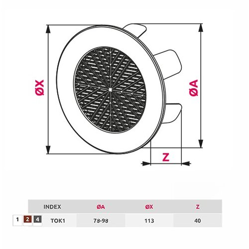 AWENTA TOK1 bela ventilaciona re&amp;scaron;etka fi78-98mm Slike