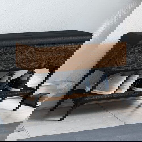 VidaXL Klupa za cipele smeđa boja hrasta 62x32x45 cm konstruirano drvo Slike