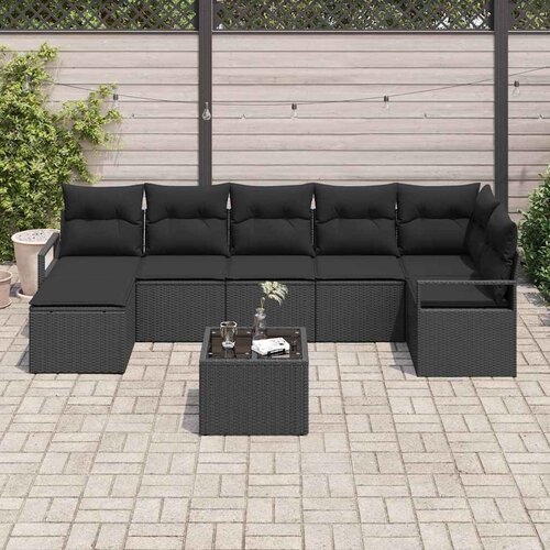  Set sofe 8 kom. Crna poliratan 287 x 122 x 85 cm Slike