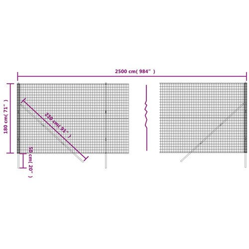  Ograda od žičane mreže antracit 1,8 x 25 m od pocinčanog čelika Slike