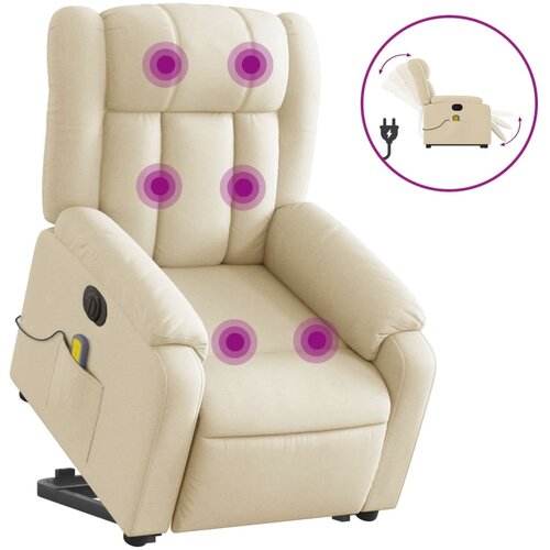 Maison Chic Električni masažni naslanjač - Relax naslanjač s funkcijo vstajanja krem, (22042532) Cene