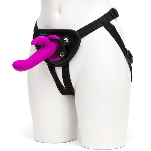 Happyrabbit Strap-On - vibrator na trak z zajčkom (vijolična) Slike