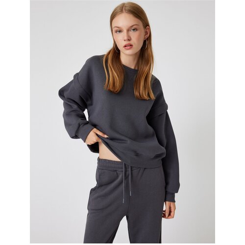 Koton Basic Oversize Sweatshirt Long Sleeve Crew Neck Stitch Detail Slike