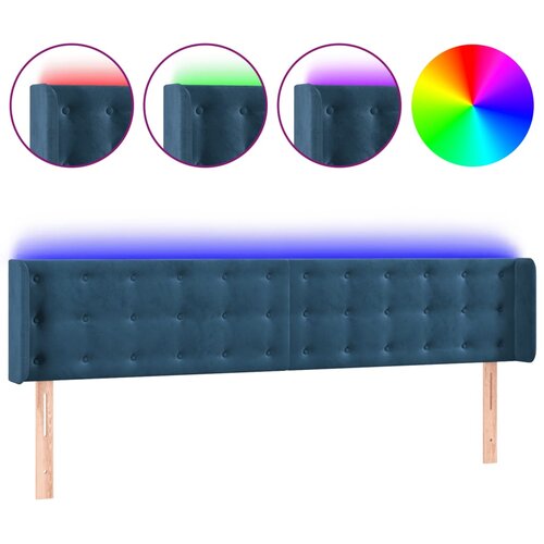 Maison Chic led posteljno vzglavje - vzglavna omarica - nočna omarica temno modro 183x16x78/88 cm žamet, (21711411) Cene