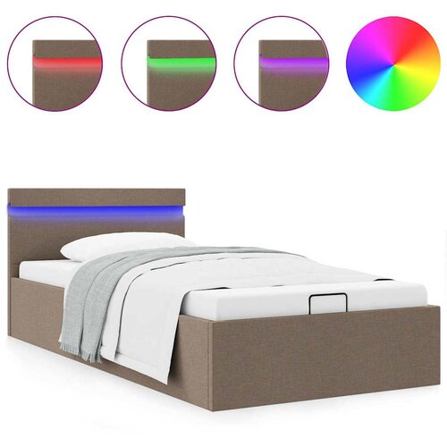  Hidraulični okvir za krevet od tkanine LED smeđe-sivi 90x200 cm Slike