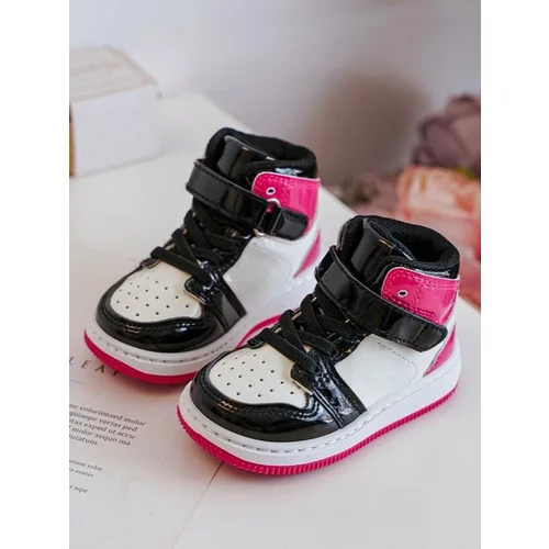 Kesi Children's sports lacquered shoes pink-white Milara