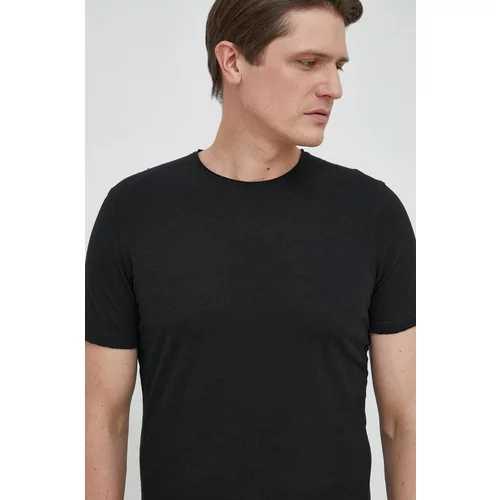 Sisley Bombažna kratka majica črna barva