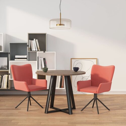 The Living Store Vrtljiv jedilni stol 2 kosa roza žamet - Vrtljiv Jedilni Stol, (21495507) Slike