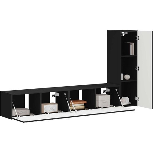  Set TV komoda 3 kom. Crna Konstruirano drvo Slike