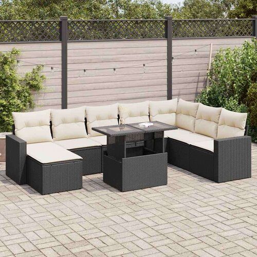 vidaXL 9-dijelni set vrtnih sofa s jastucima crni od poliratana Cijene